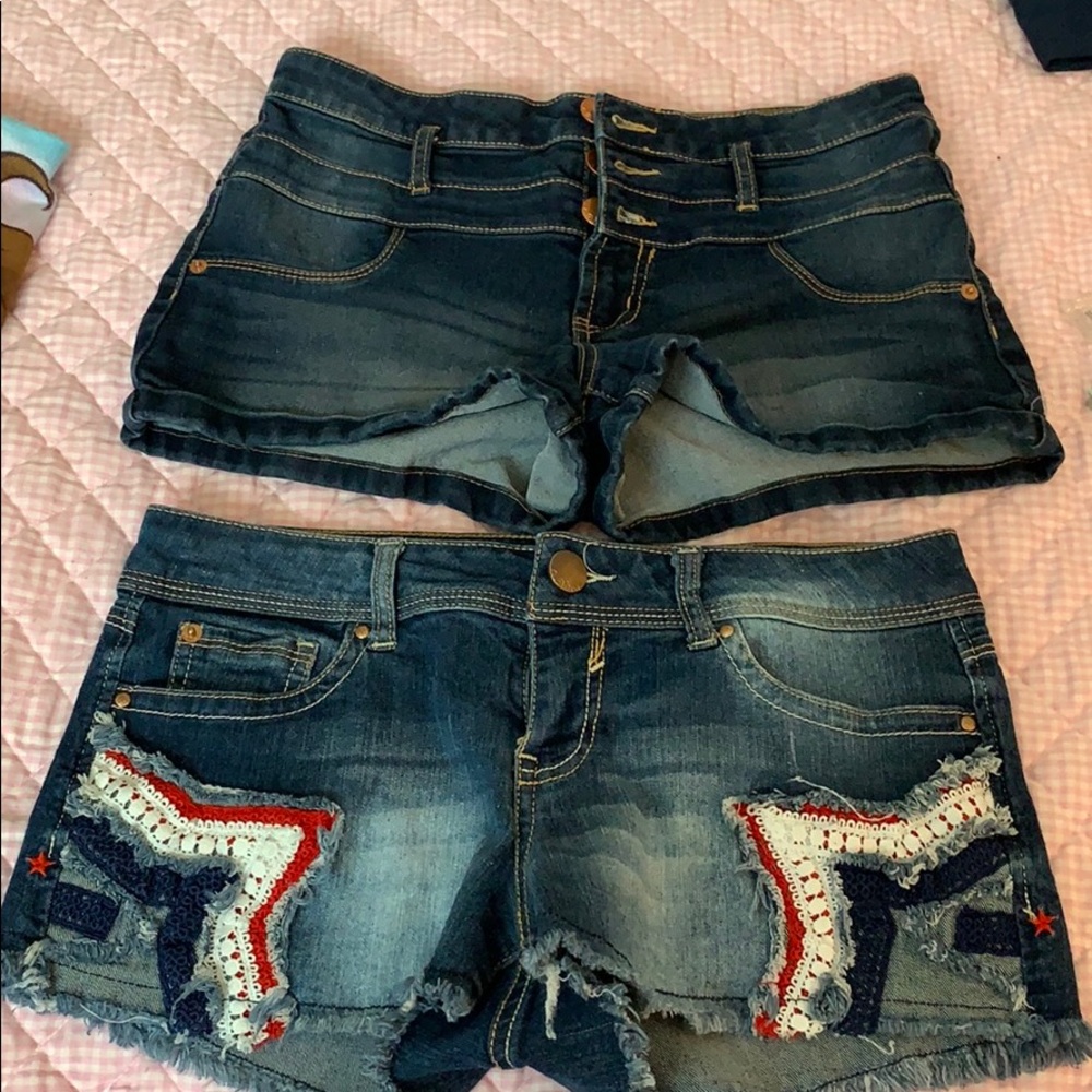 Blue denim shorts